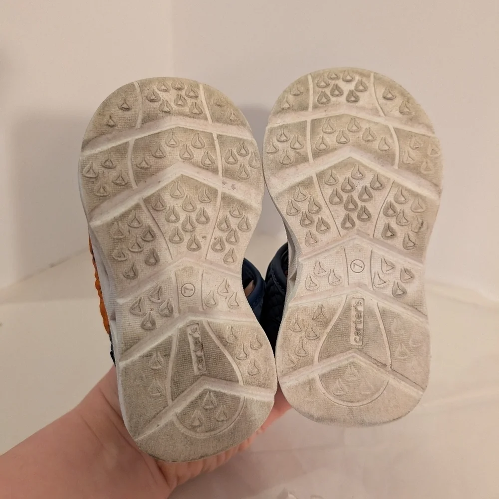 Carter's Toddler Boy Blue and Orange Dinosaur Light Up Sandals in Size 7